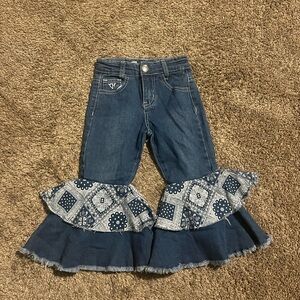 Cowgirl Hardware 3T Double Ruffle Bell Bottoms Western Rodeo